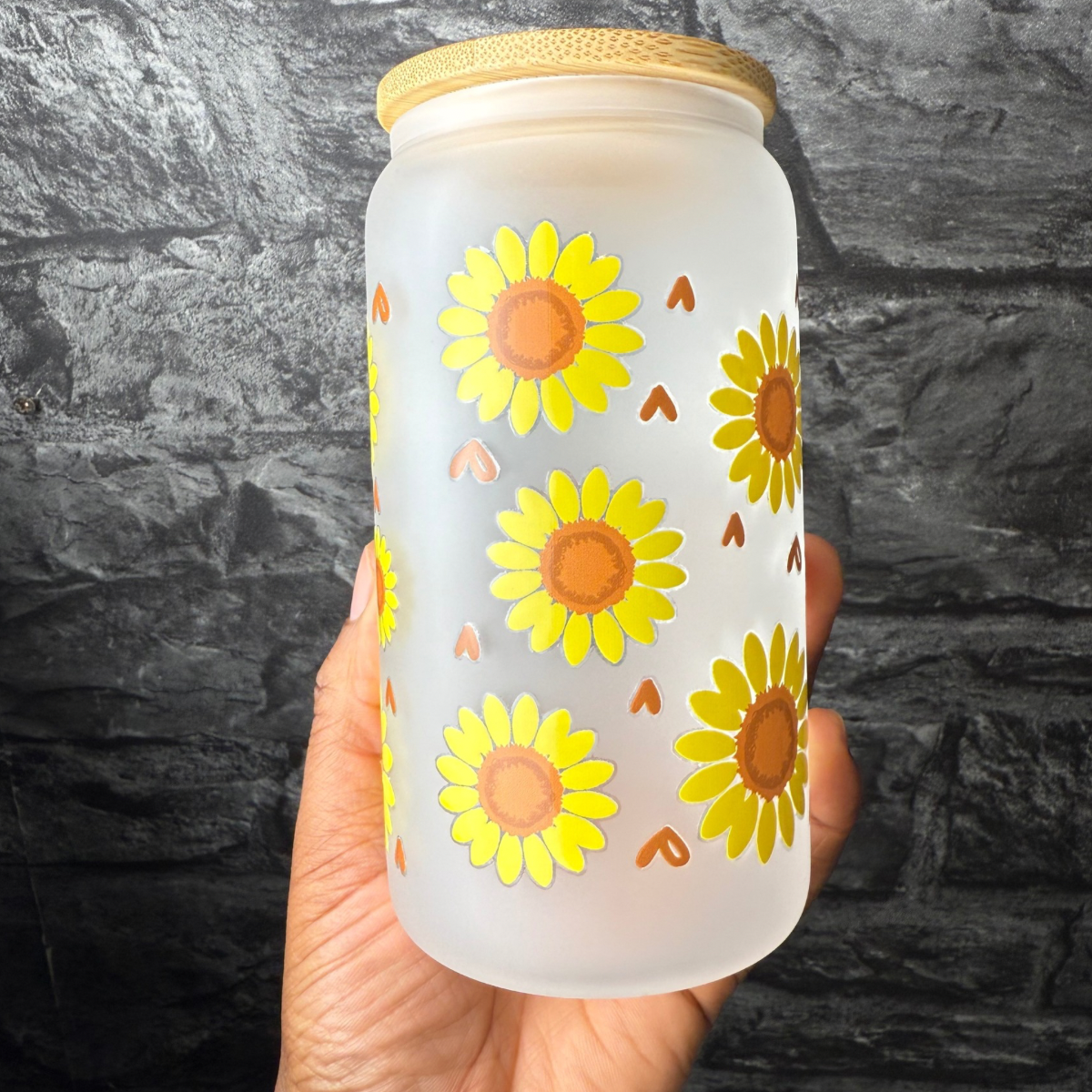Sun flower 16oz. Glass cup